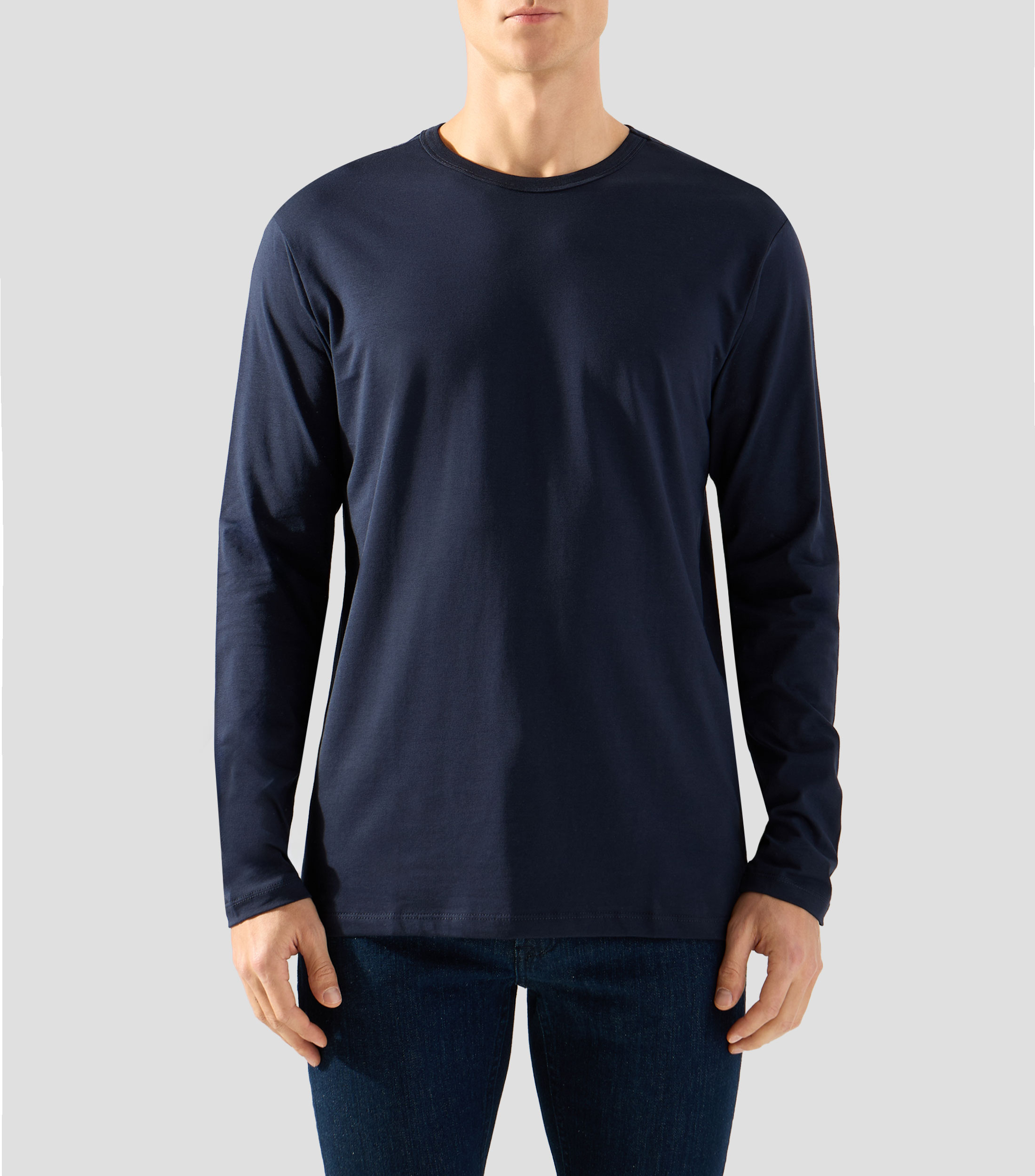 Playera cuello redondo manga larga lisa Hombre